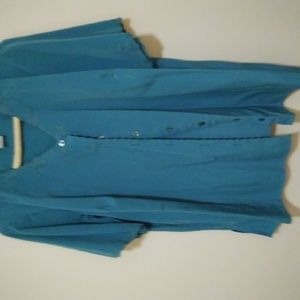 Teal blue blouse, button up in Women